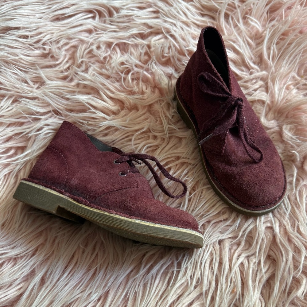 Clarks Girls Brown Leather Desert Lace Up Boots Size 8.5